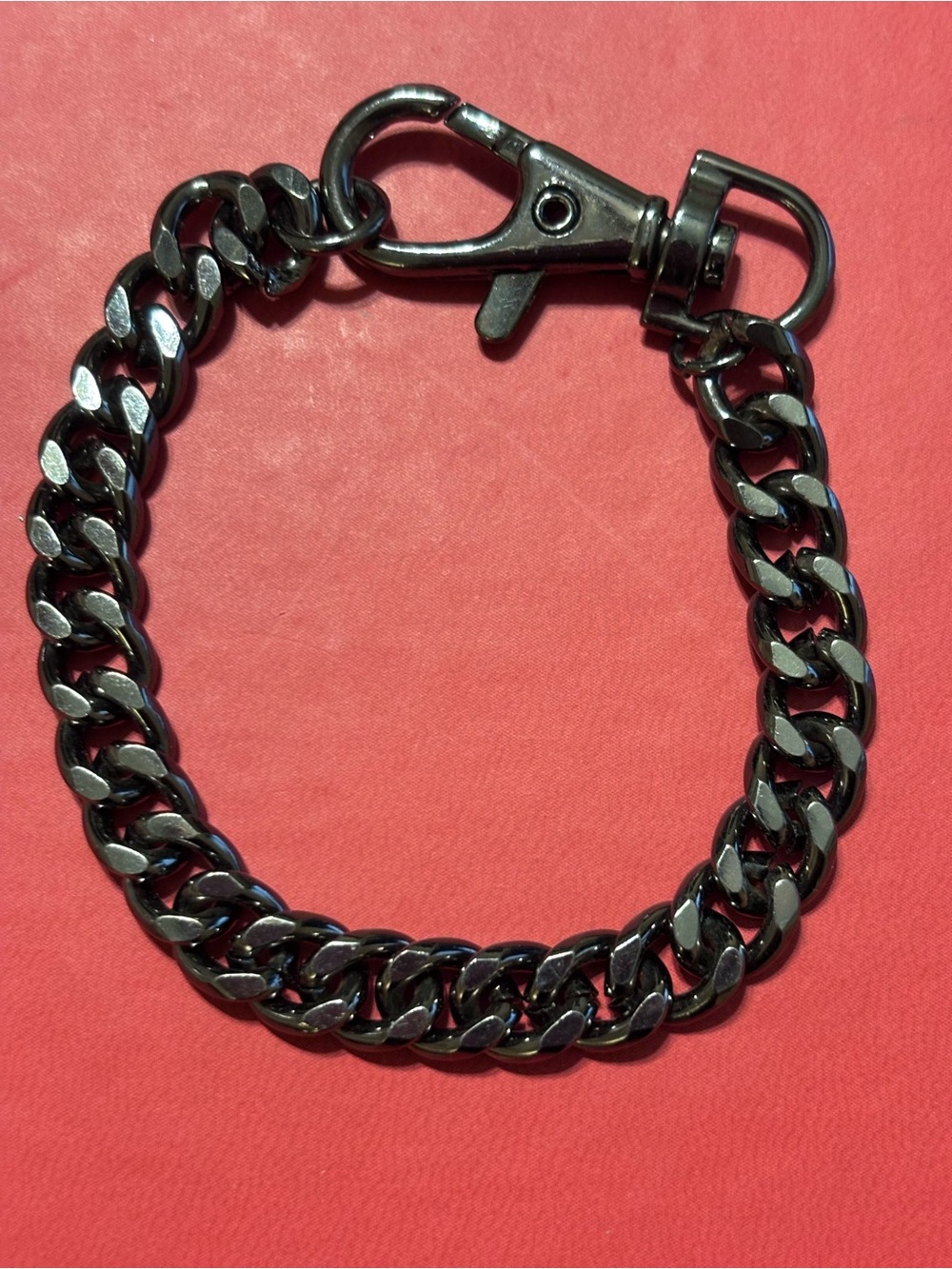 Gunmetal Curb Chain Bracelet with Lobster Clasp 8” Mens
